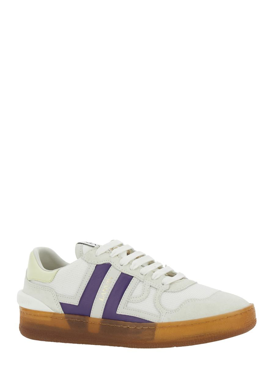 'Clay' White Sneaker With Mesh Inserts And Side Striped Detail In Leather Unisex