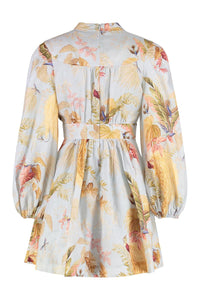 Zimmermann Ascension Plunge Printed Linen Dress