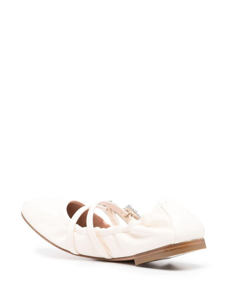 Roger Vivier Mini Strap Strass Leather Ballet Flats