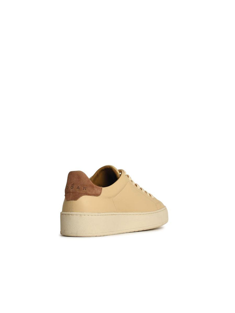 Hogan 'H672' Beige Leather Sneakers