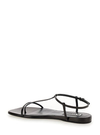 Black Sandals With Ankle Buckle Closure In Leather Woman