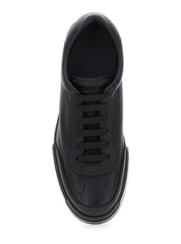 'Portofino' Black Sneaker With Logo Print On The Sole In Hammered Leather Man