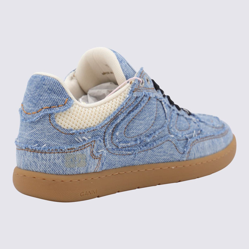 Ganni Light Blue Cotton Sneakers