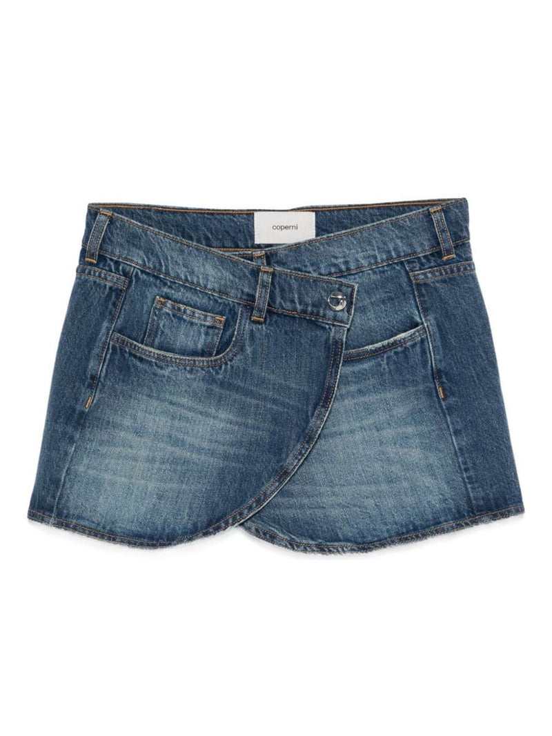 Coperni Mini Skirt In Faded Blue Denim