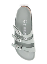 'Florida' Green Sandals With Buckle With Logo In Leather Woman