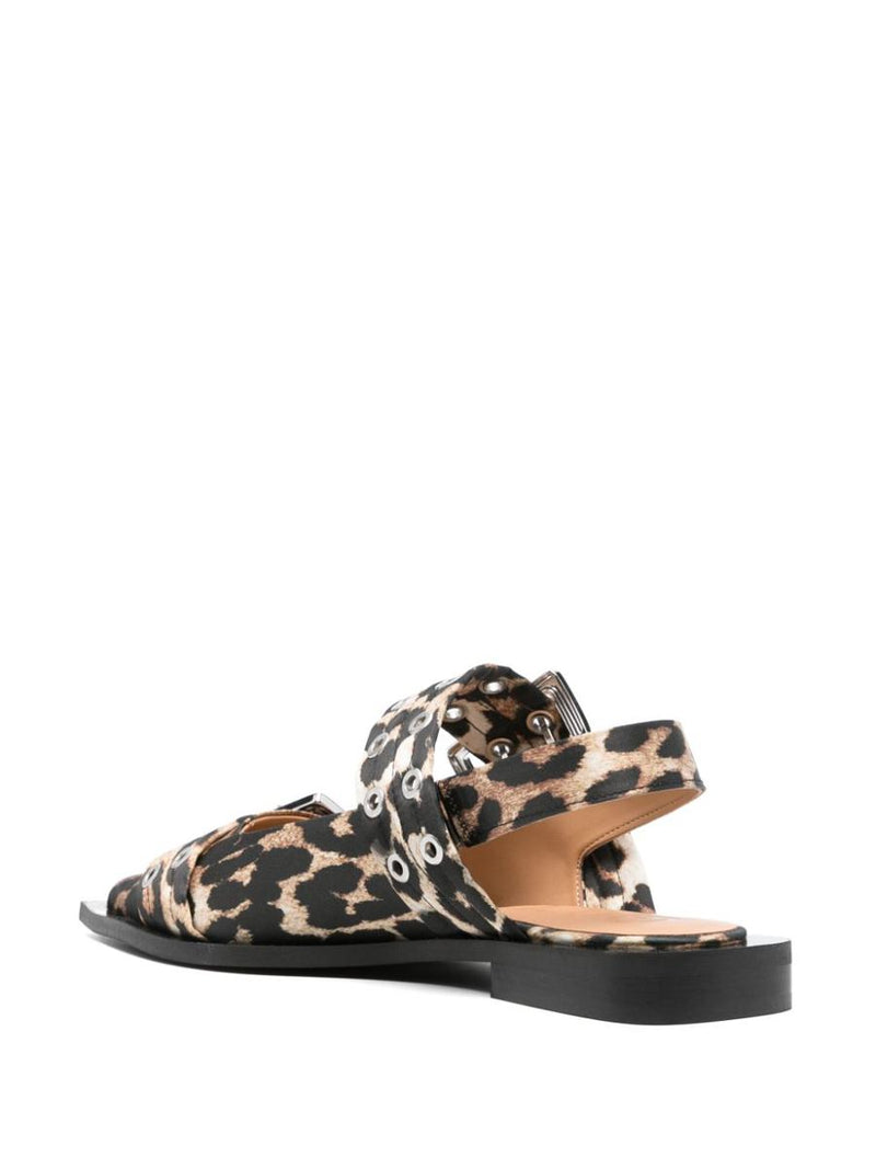 Ganni Leopard Print Slingback Ballets