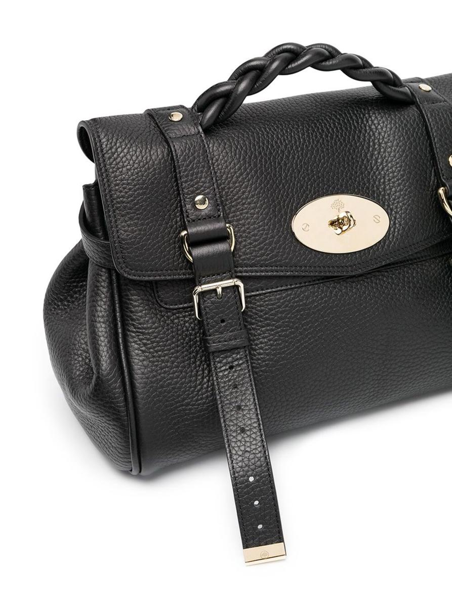 'Alexa' Black Handbag With Adjustable And Removable Shoulder Strap And Magnetic Closure In Granied Leather Woman