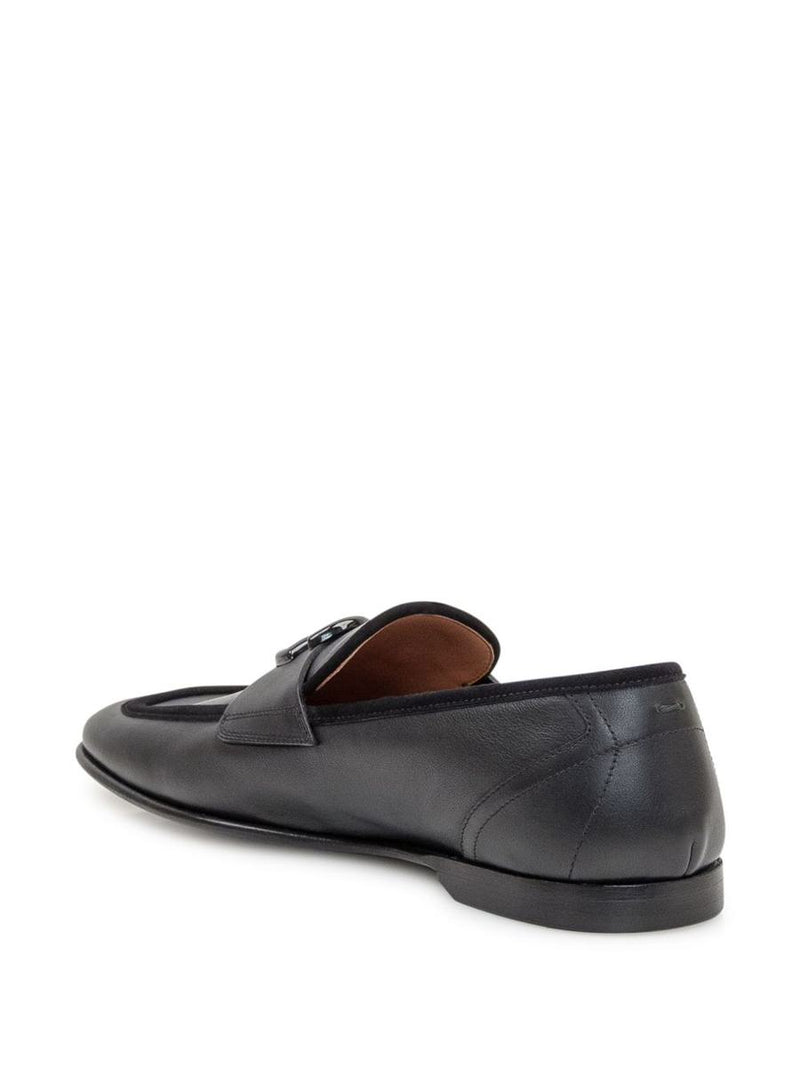 Dolce & Gabbana Black Calfskin Loafer With Logo