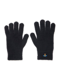 Black Gloves With Orb Logo Embroidered On The Front In Wool Blend Unisex