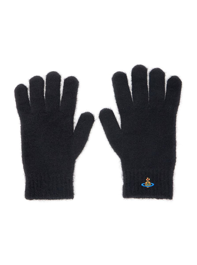 Black Gloves With Orb Logo Embroidered On The Front In Wool Blend Unisex