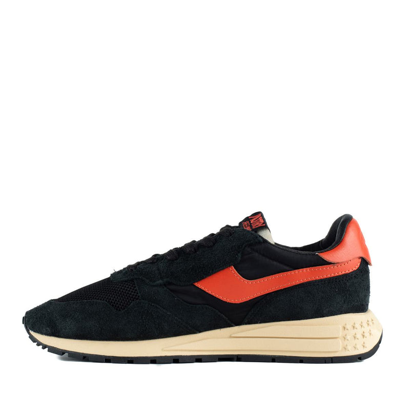 Autry Sneakers Reelwind Low In Nylon And Suede Black And Orange