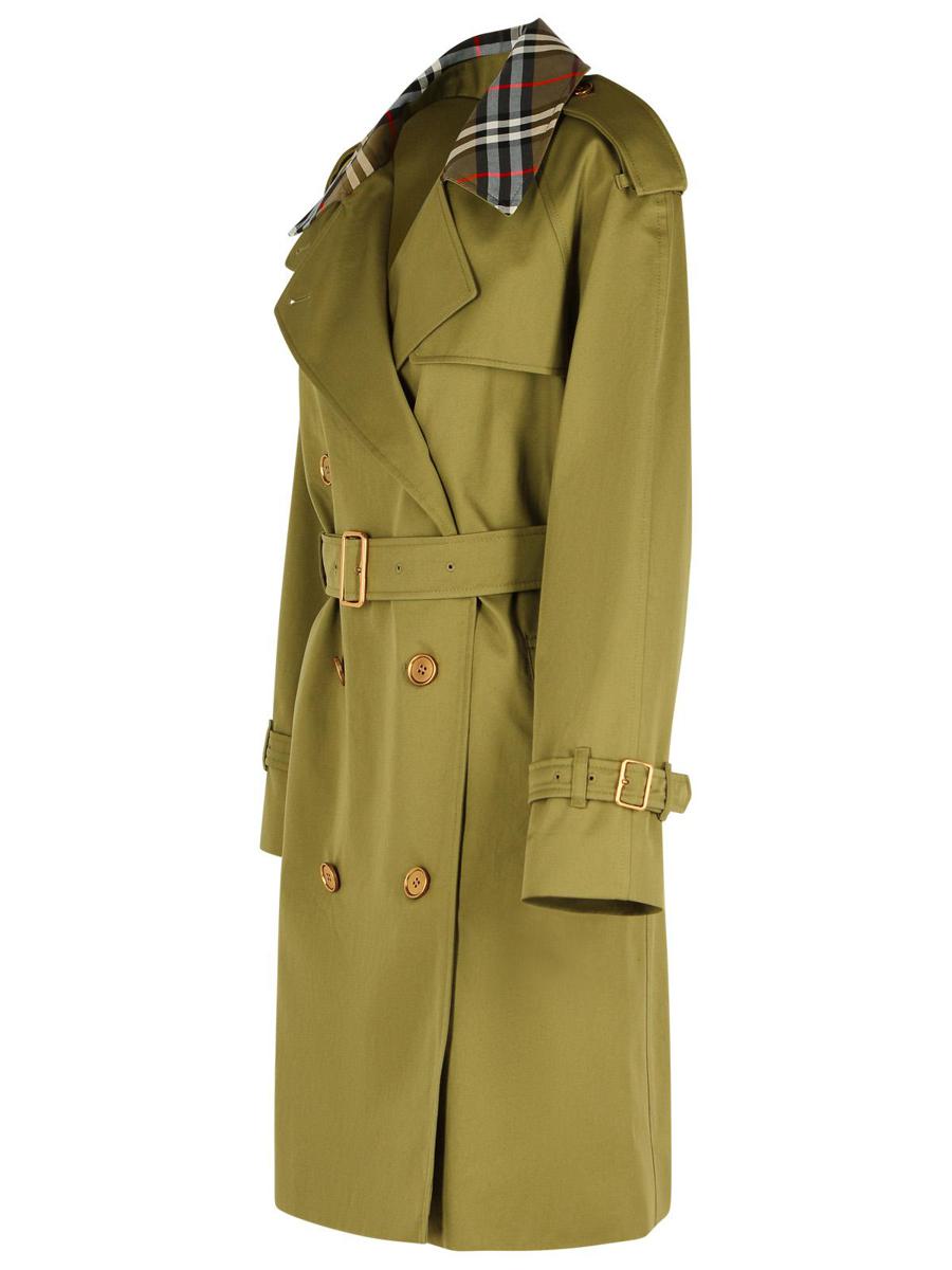 Burberry Short Green Cotton 'Castleford' Trench Coat