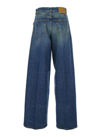 'Bethany' Blue Jeans With Logo Patch On The Rear In Denim Woman