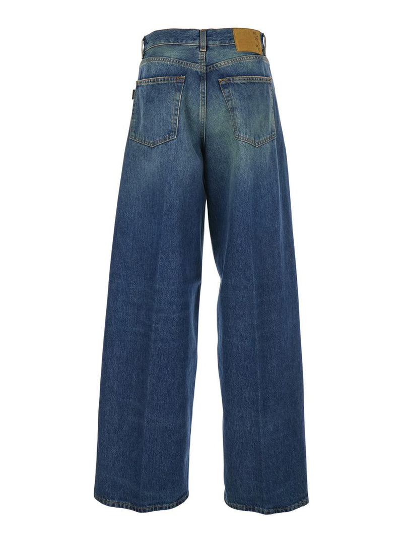 'Bethany' Blue Jeans With Logo Patch On The Rear In Denim Woman