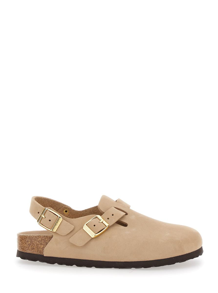 Mule 'Tokio' Con Fibbia Sul Fronte E Sul Retro In Pelle Beige Donna