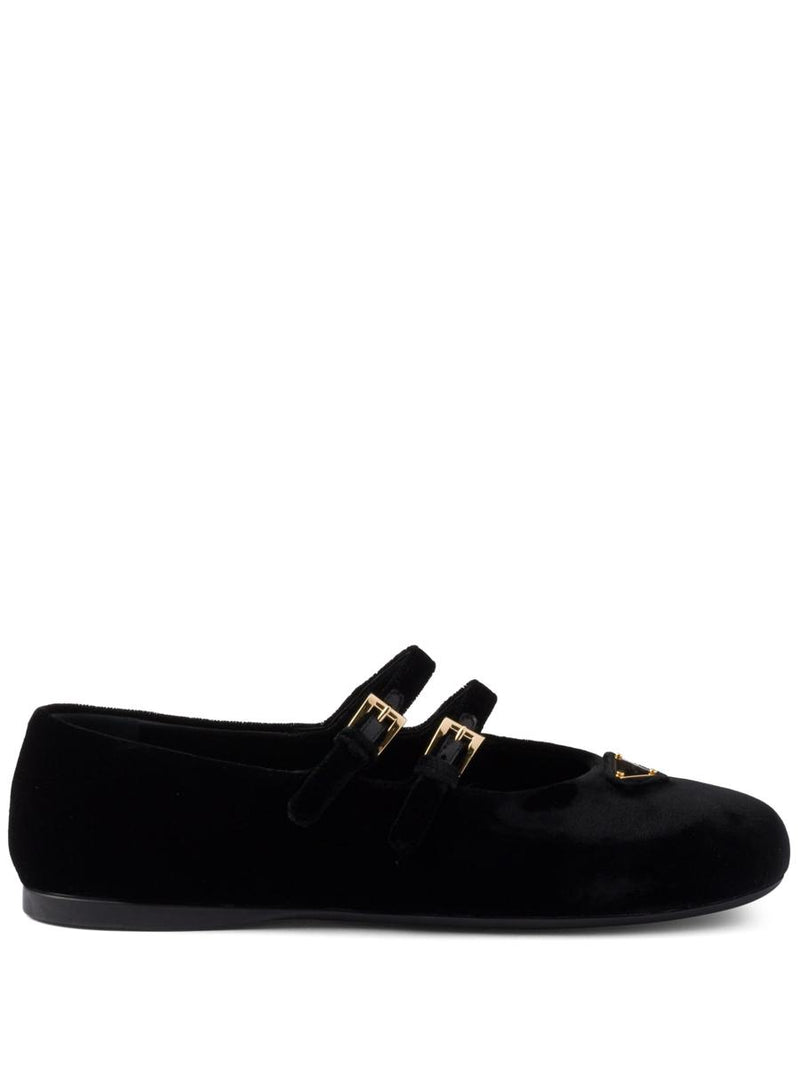 Prada Velvet-Finish Ballerina Shoes