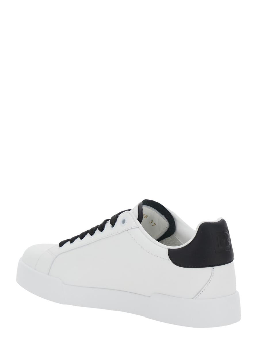 'Portofino Light' White Sneakers With Perforated Logo On The Side And Logo Patch On The Tongue In Leather Woman