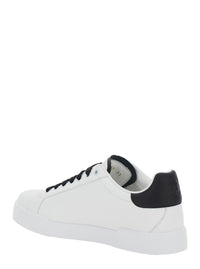 'Portofino Light' White Sneakers With Perforated Logo On The Side And Logo Patch On The Tongue In Leather Woman