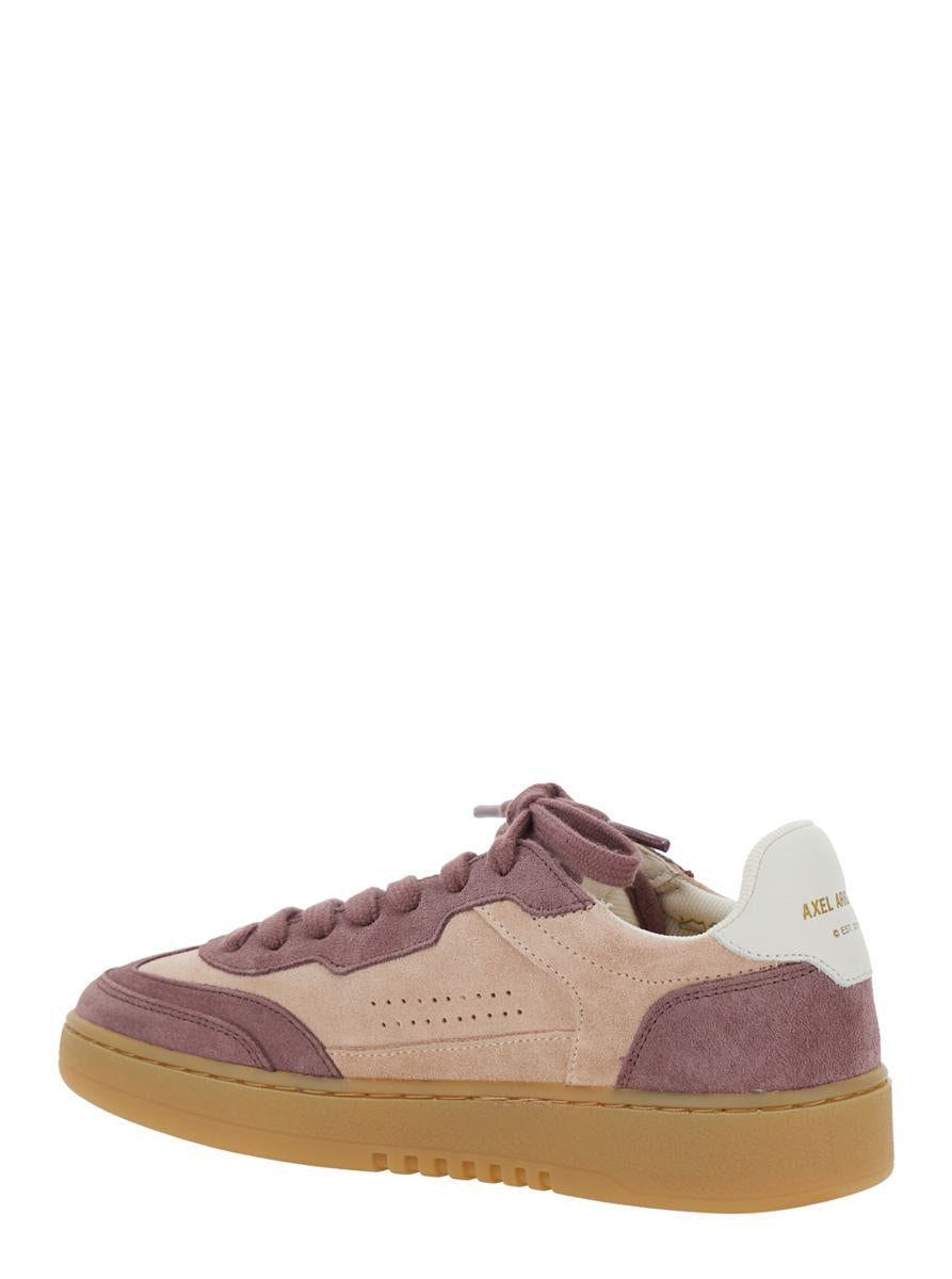 'Dice T-Toe' Pink Low Top Sneakers With Contrasting Heel With Logo Lettering In Suede Woman