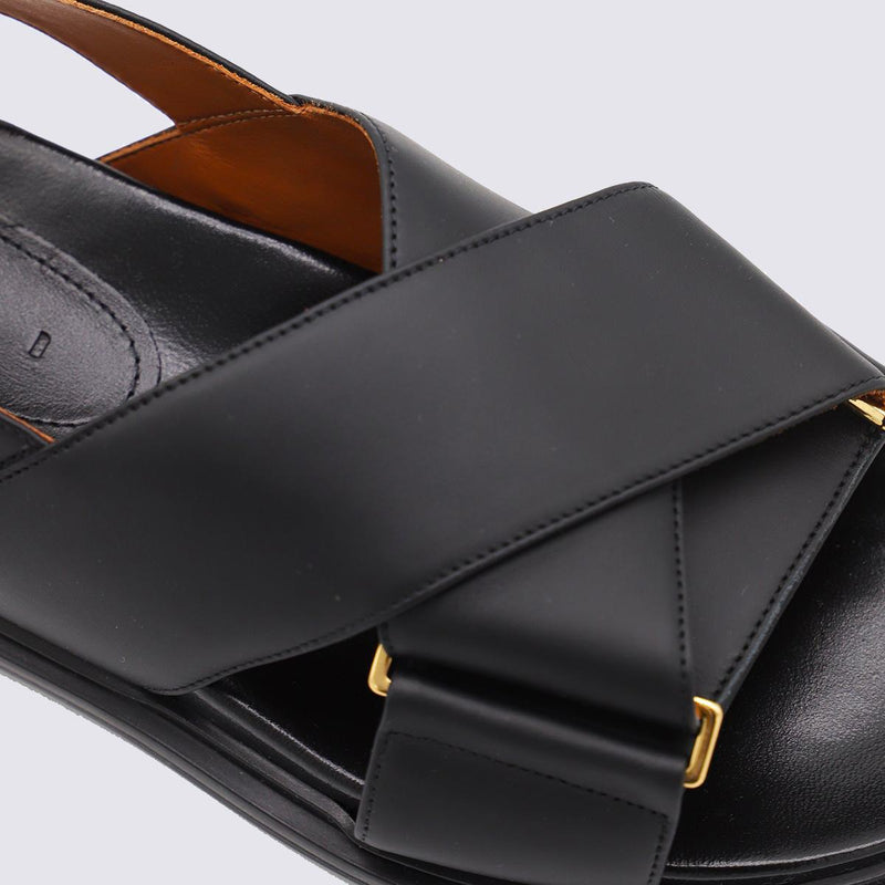 Marni Black Leather Sandals
