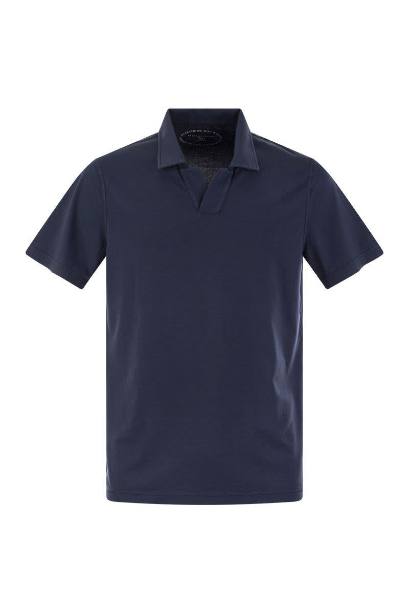 Fedeli Cotton Polo Shirt With Open Collar
