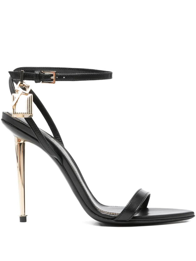 Tom Ford Shiny Leather Padlock Pointy Naked Sandals Shoes