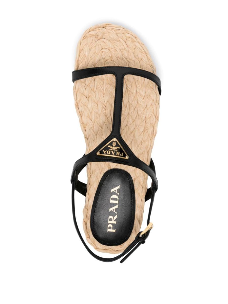 Prada Enamel Triangle-Logo Flat Sandals