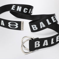 Balenciaga D-Ring Belt In And White Canvas