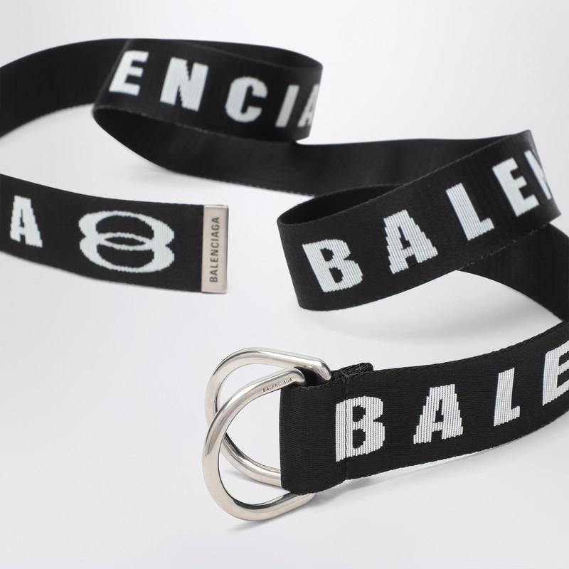 Balenciaga D-Ring Belt In And White Canvas