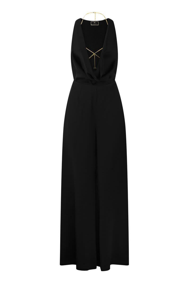 Elisabetta Franchi Fluid Crepe Jumpsuit With Bra Accessory