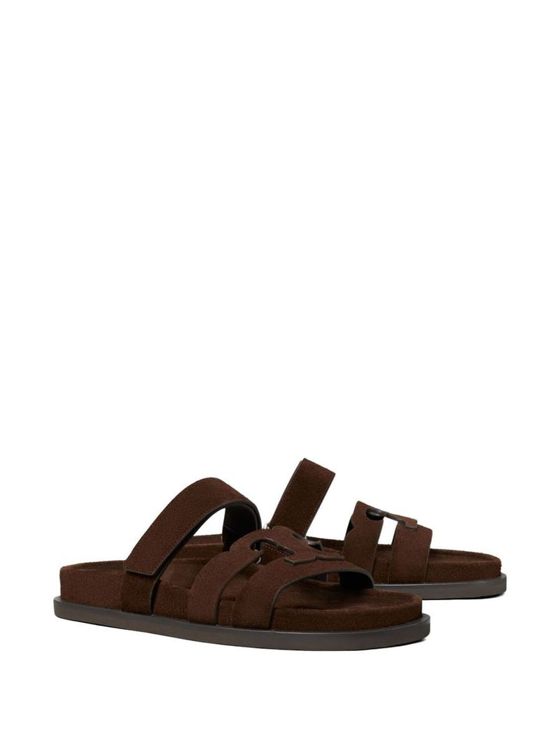 Tory Burch Ines Slides In Brown Suede Leather