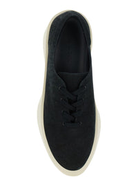 Black Low Top Sneakers With Logo Patch On The Rear In Suede Man