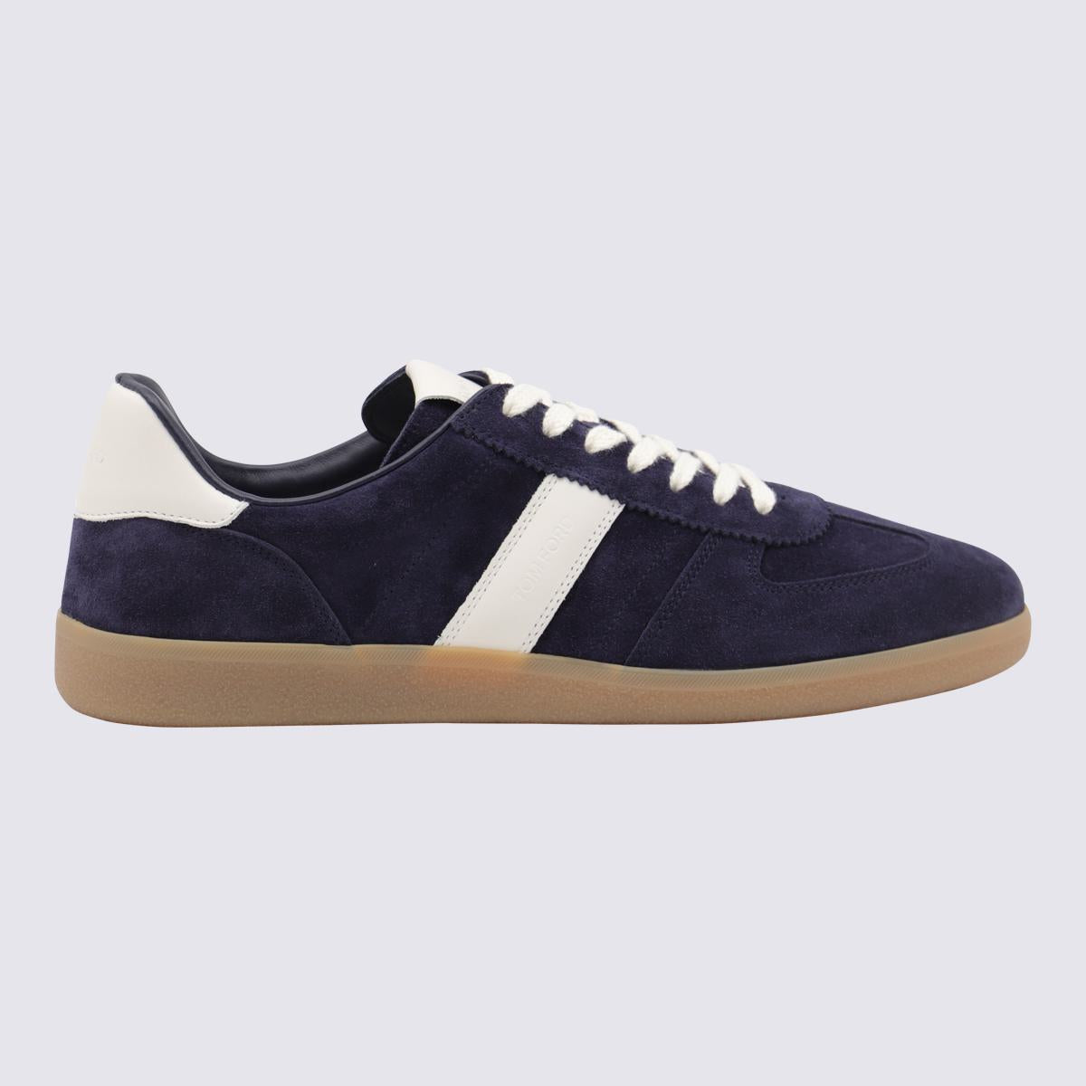 Tom Ford Navy Leather Sneakers