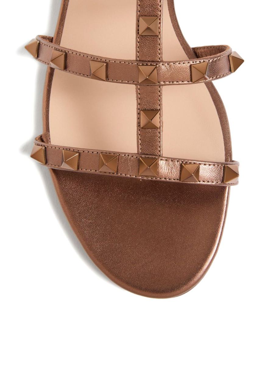 Valentino Garavani Rockstu Leather Flat Sandals