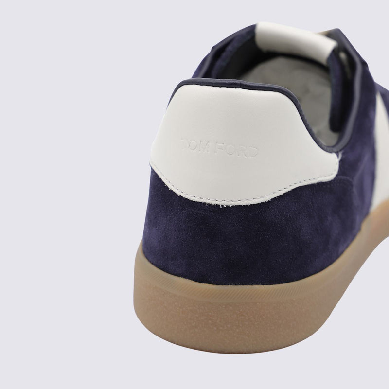 Tom Ford Navy Leather Sneakers