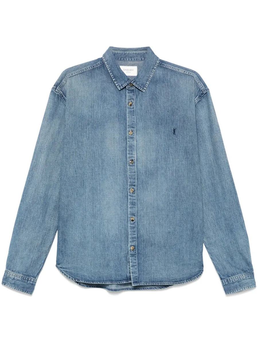 Saint Laurent Relaxed Fit Cassandre Denim Shirt Clothing