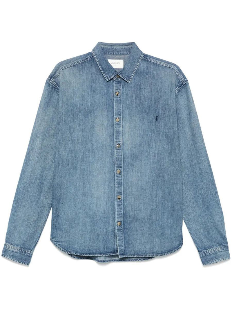 Saint Laurent Relaxed Fit Cassandre Denim Shirt Clothing
