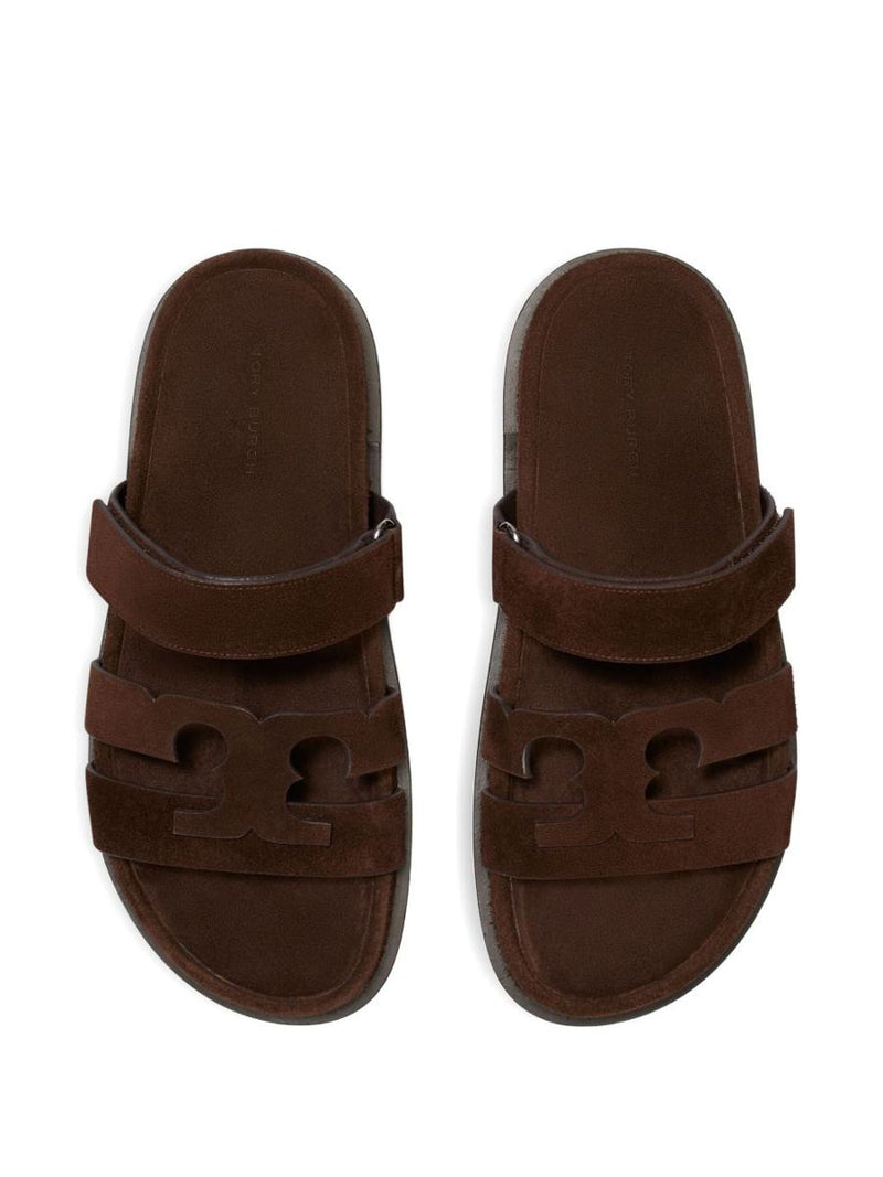 Tory Burch Ines Slides In Brown Suede Leather