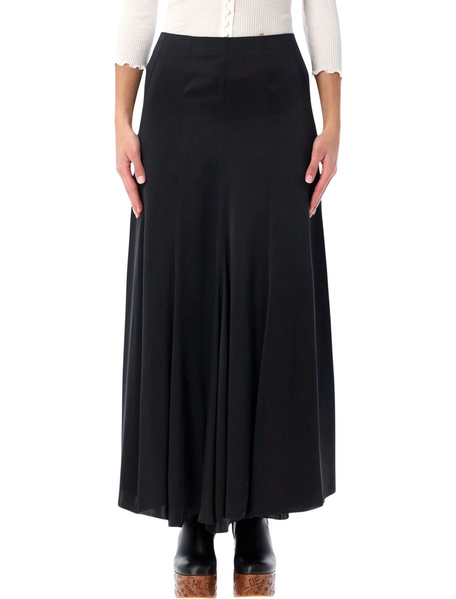 Chloé Black Silk Satin Maxi Skirt