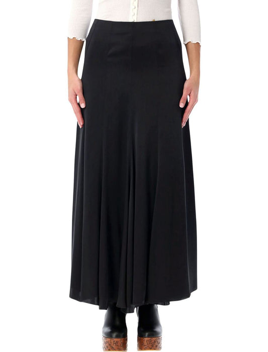 Chloé Black Silk Satin Maxi Skirt