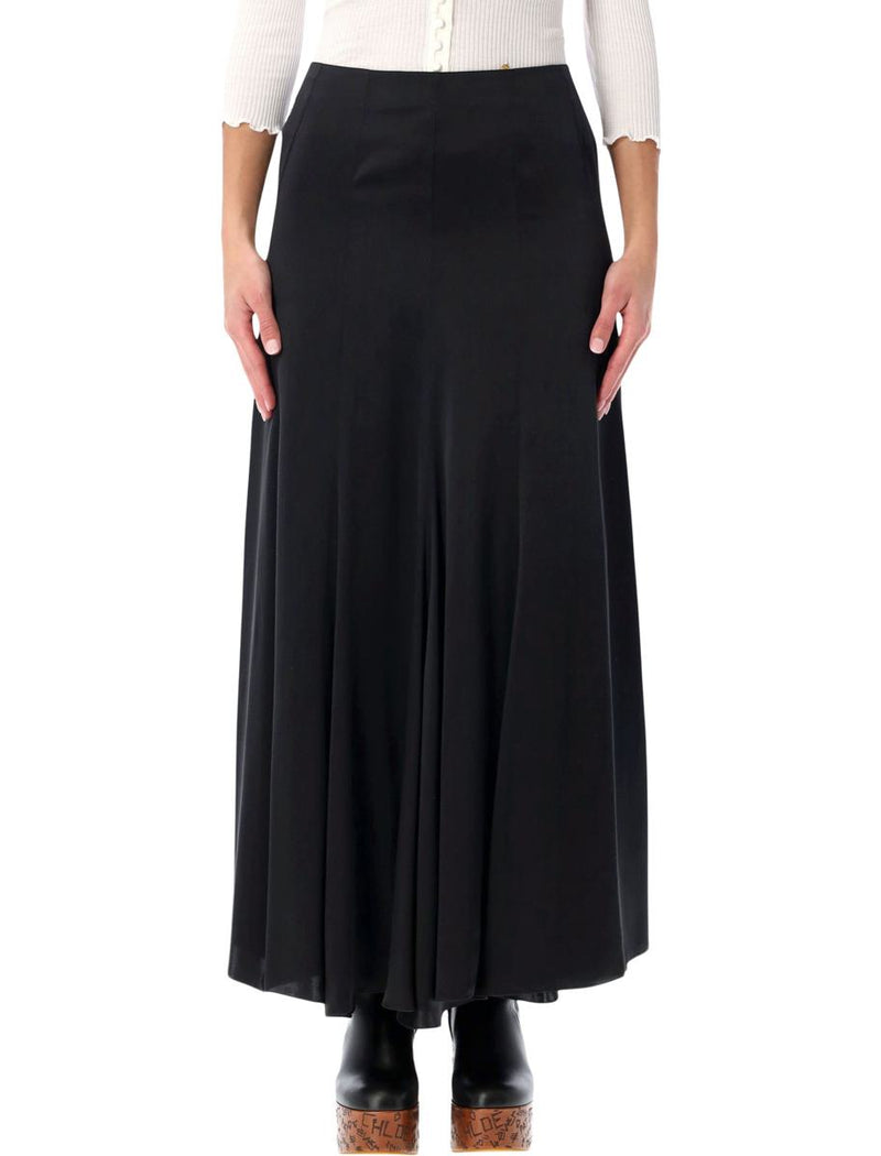 Chloé Black Silk Satin Maxi Skirt