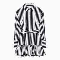 Patou Black/White Striped Mini Chemisier Dress