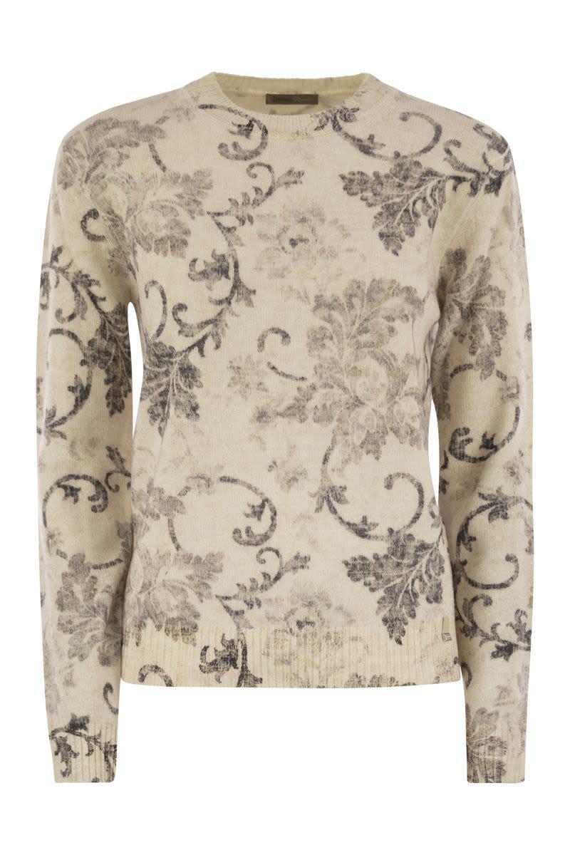Herno Wool Jumper With Floral Pattern