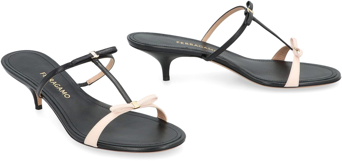 Salvatore Ferragamo Mini Bow Leather Mules