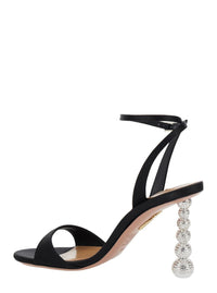 'Yes Baby' Black Strappy Sandals With Sculptural Heel In Satin Woman