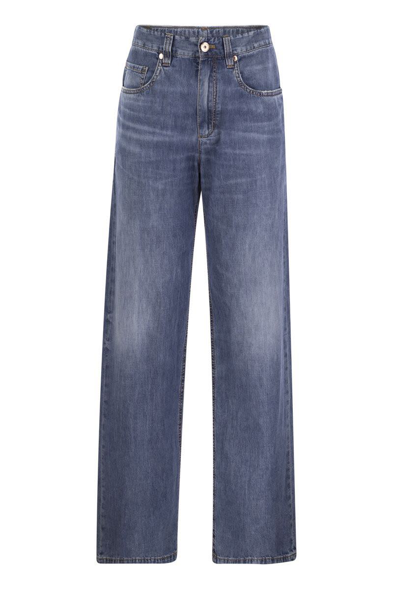 Brunello Cucinelli Loose Five-Pocket Trousers in Light Denim