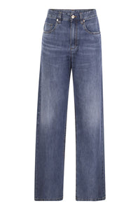 Brunello Cucinelli Loose Five-Pocket Trousers in Light Denim