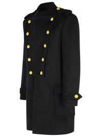 Balmain Black Wool And Cashmere Coat