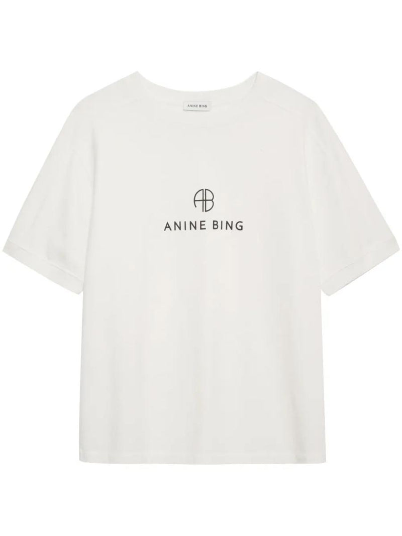 Anine Bing Jaylin Tee Monogram  Ivory