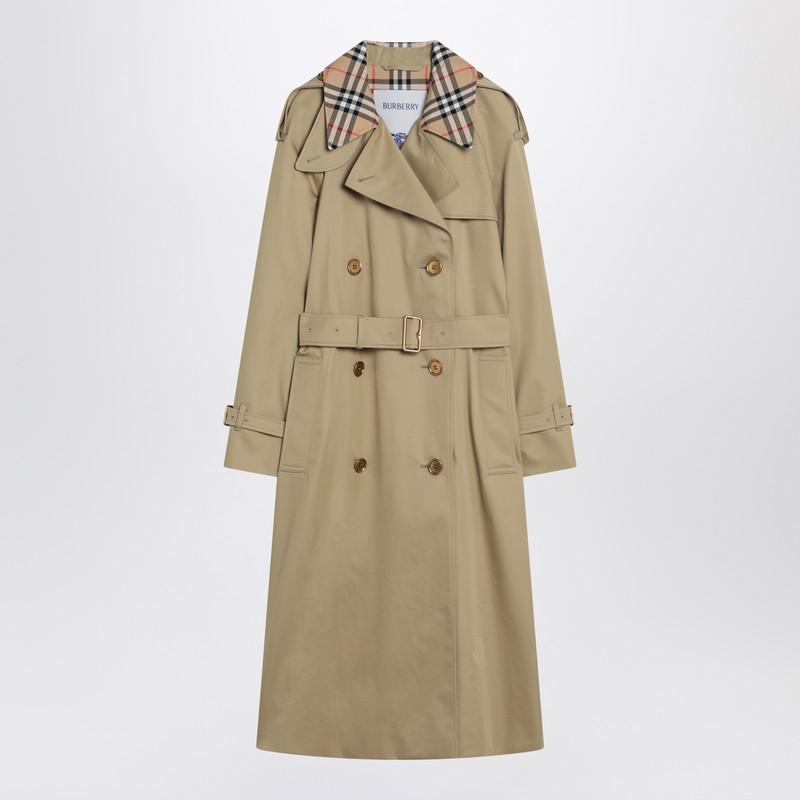 Burberry Castleford Double-Breasted Trench With Check Collar